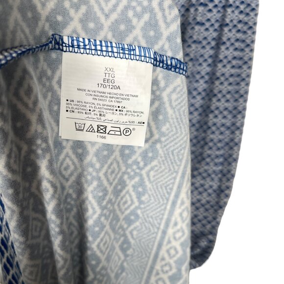 Old Navy Tube Maxi Dress XXL Blue White Print Strapless Elastic Waist Tie - Picture 7 of 8